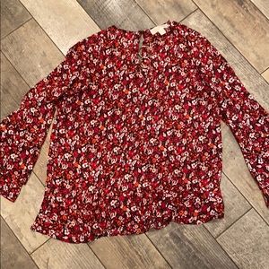 Michael Kors Large Red Floral print Blouse